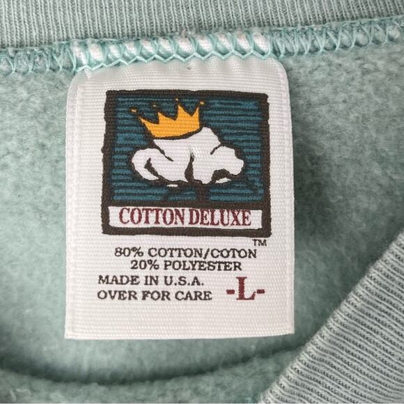 Vintage James Thurber Dog Art Fun Cartoon Sage Green Casual Sweatshirt - Picture 11 of 13